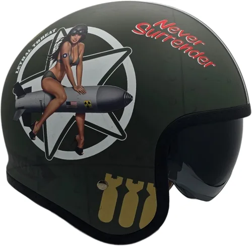 Miniatura 3 de Casco Vega V8 Retro Open Face Casco DOT y ECE de seguridad con espejo cromado (bloquea las ondas dañinas de rayos UV, UVA y UVC) / forros de gamuza