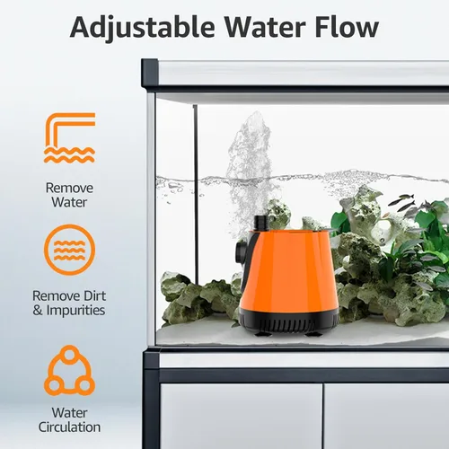 Miniatura 5 de AQUE Bomba sumergible de admisión de agua integral de 360°. Es adecuada para peceras, estanques, acuarios y sistemas hidropónicos. Viene con un
