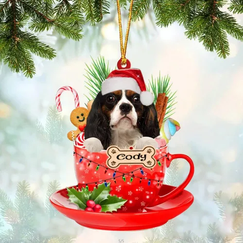 Miniatura 68 de NAZENTI Adorno personalizado de Alaskan Malamute en taza roja, adorno de Navidad personalizado para perros amantes de las mascotas, colgante