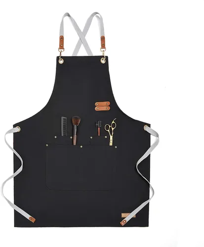 Kingzhuo Delantal de lona ajustable con espalda cruzada para mujeres y hombres, M a XXL, Negro -
