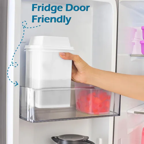 Miniatura 5 de Home-X Contenedor de pepinillos con colador, contenedor de jalapeño sin BPA para almacenamiento sin desorden de alimentos condimentados, soporte
