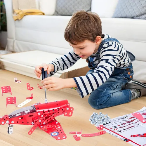Miniatura 3 de Kit de construcción de avión modelo ensamblado, 201 piezas de kit de construcción de aviones para niños de 8 a 12 años, kit de modelo educativo