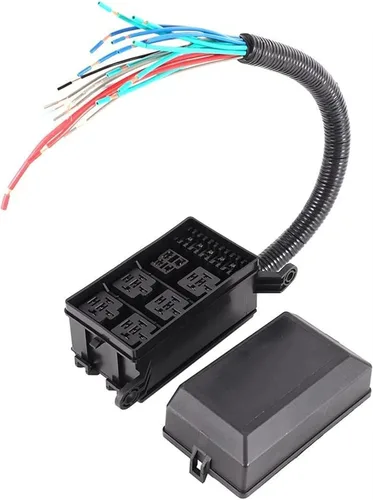 Kit de caja de relés de fusibles de 12 ranuras, caja de 6 relés K 6 ATC/ATO Bloque de soporte de fusibles para automóviles y barcos, bahía de motor