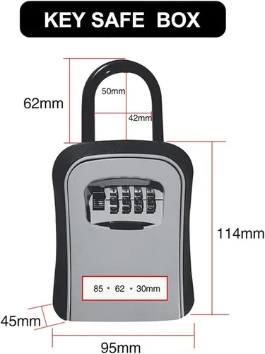 Miniatura 5 de Caja de cerradura de llave, caja de bloqueo de combinación con código para almacenamiento de llaves de casa, casillero combinado de puerta