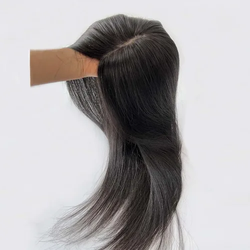 MorningWigs Toppers para mujer, 100% cabello humano Remy, 5.5 x 5.9 in, base de seda completa, cabello lacio para adelgazar la pérdida de cabello