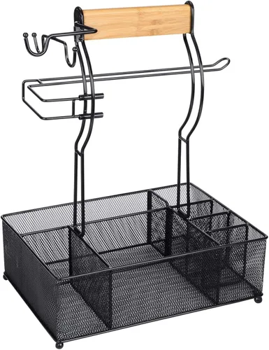 Miniatura 8 de FANGSUN Organizador para parrilla, organizador de barbacoa con soporte para toallas de papel, organizador de utensilios de condimentos de picnic