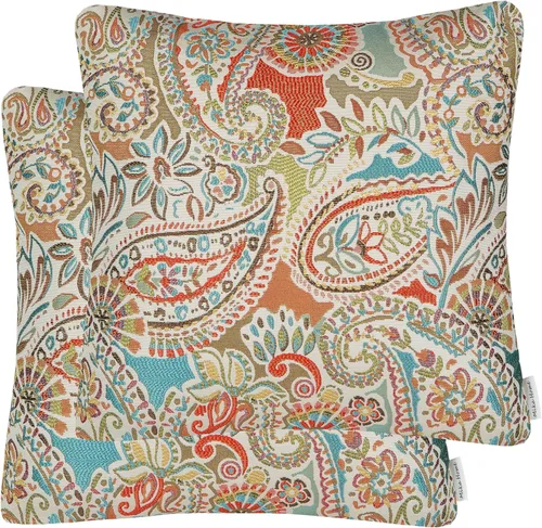 Miniatura 10 de Mika Home - Juego de 2 fundas de almohada oblongas rectangulares para sofá, sofá cama, silla, diseño de rayas paisley, 12 x 20 pulgadas, verde
