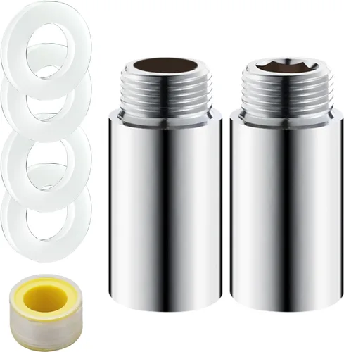 Miniatura 11 de 2 unids 0.787 in extensión de brazo de ducha, acoplador de brazo de ducha, brazo de extensión de cabezal de ducha de acero inoxidable de mano