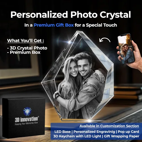 Miniatura 4 de 3D innovation Foto de cristal 3D, regalos conmemorativos personalizados para mamá, papá, esposa, hombres, mascotas, detalle de cristal grabado