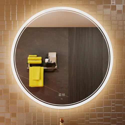 Miniatura 13 de KWW - Espejo de baño LED redondo grande de 28 pulgadas, moderno, temperatura de color ajustable, luces regulables anti vaho, fácil de instalar
