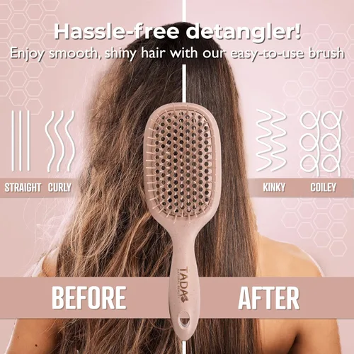 Miniatura 3 de TADA Natural Beauty - Cepillo desenredante para cabello rizado, grueso, ondulado y fino, agujeros de ventilación para secado rápido y peinado