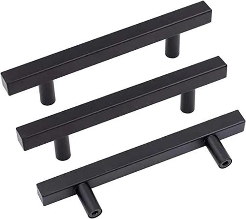 Miniatura 13 de Goldenwarm Paquete de 5 manijas negras de gabinete de 2-1/2 pulgadas (2.520 in) color negro mate, tiradores de cajón en T para armarios de cocina
