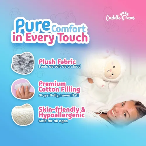 Miniatura 2 de Almohada de cuerpo de cordero de peluche Cuddle Paws para niños Almohada larga de peluche para abrazar Juguete suave para abrazar Regalo