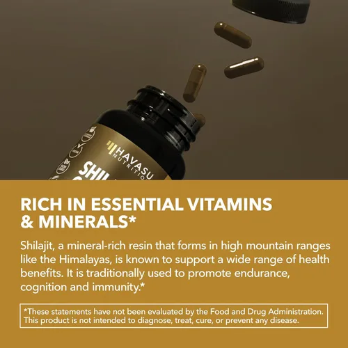 Miniatura 5 de Shilajit Cápsulas para hombres y mujeres – 1000 mg de extracto de Shilajit (estandarizado al 20% de ácido fúlvico) – 60 unidades – Suplemento
