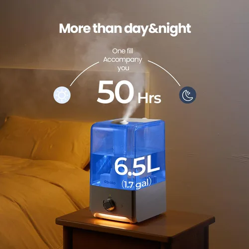 Miniatura 3 de Humidificadores para dormitorio, habitación grande, humidificador de niebla fría de 6.5 L, tiempo de funcionamiento de 45 horas, humidificador