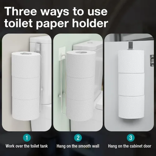 Miniatura 40 de Conworld Soporte de pared para almacenamiento de papel higiénico, dispensador portarrollos de papel higiénico sobre el tanque de reserva