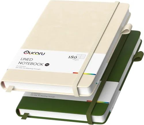 Miniatura 23 de Oucaru Cuaderno rayado, paquete de 4, 180 páginas, diarios A5 para escribir, papel grueso de 100 GSM, cuadernos pequeños diarios para mujeres y 4
