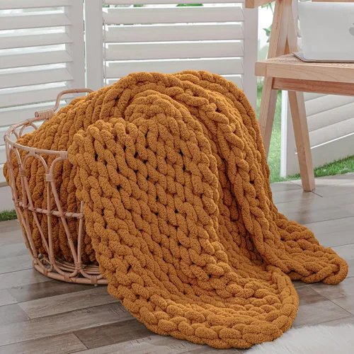 Miniatura 32 de Bigacogo Manta de punto grueso para sofá, 51 x 63 pulgadas, 100% tejida a mano con hilo de felpilla grueso jumbo, acogedoras y suaves mantas grandes