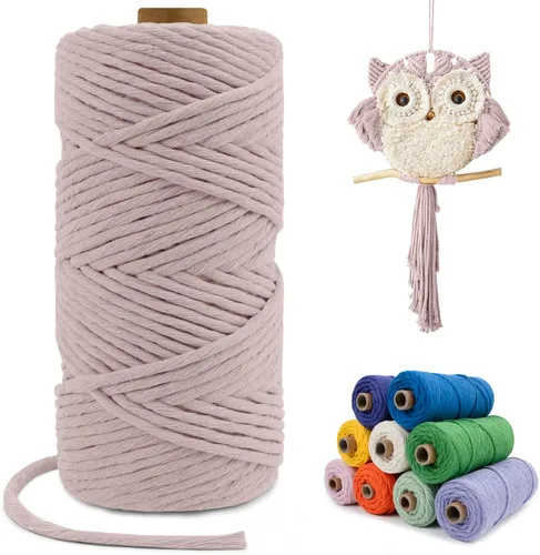 Miniatura 82 de Cuerda de macramé de una sola hebra de 0.197 in x 110 yardas, cuerda de macramé de algodón natural de 0.197 in, cuerda de algodón grueso para colgar