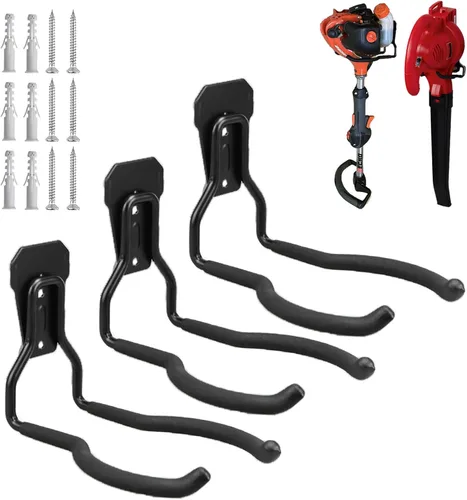 Percha para herramientas eléctricas de jardín, ganchos de pared de garaje, desmalezadora y colgador de recortadora de cuerdas, ganchos utilitarios