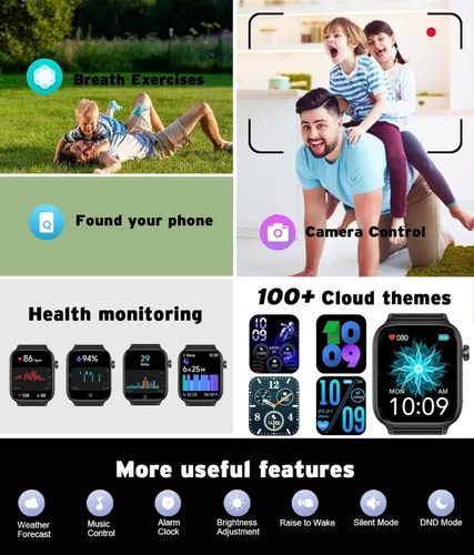 Miniatura 7 de Reloj inteligente para hombre y mujer, reloj inteligente con pantalla táctil HD de 1.96 pulgadas, más de 100 deportes, presión arterial, frecuencia