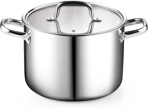 Miniatura 10 de Cook N Home Olla clásica de 4 cuartos de galón con revestimiento de tres capas, olla de acero inoxidable con tapa, olla de cocina para pasta