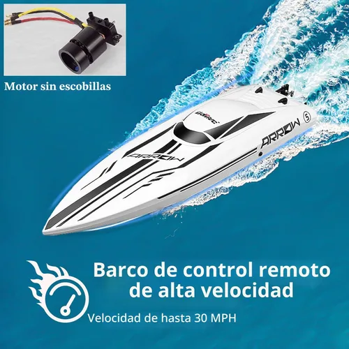Miniatura 6 de Cheerwing 25" RC sin escobillas 30 MPH barco de alta velocidad grande de carreras con control remoto para adultos Blanquecino+negro