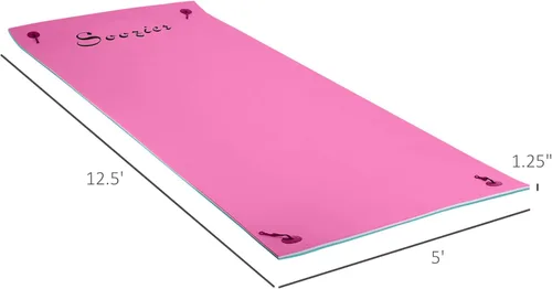 Miniatura 7 de Soozier Tapete flotante de lirio de 12 x 5 pies con mesa portavasos, tapete de agua portátil enrollable de 3 capas para 2-3 personas, en lago, río