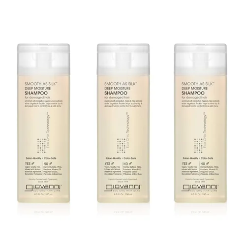 Miniatura 9 de GIOVANNI Eco Chic Smooth as Silk - Champú de humedad profunda - Manzana + extractos de aloe, calma el encrespamiento, desenreda, lava y listo, sin