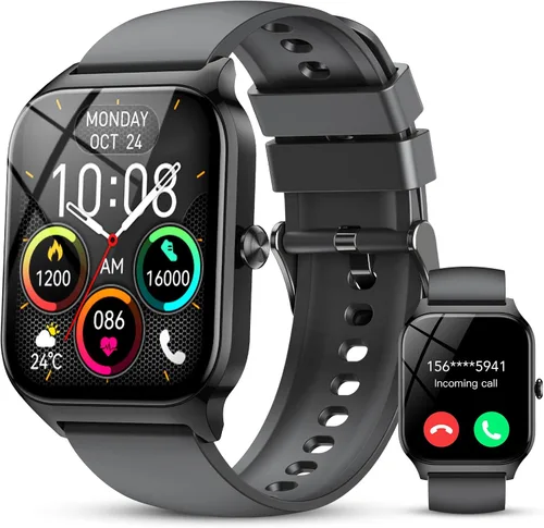 Reloj inteligente para hombres y mujeres, pantalla HD de 1.85" con rastreador de fitness Bluetooth, llamadas/control de voz AI, IP68 resistente al
