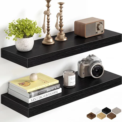 Miniatura 86 de Fun Memories Estantes flotantes de 16 pulgadas para pared, estantes de 8 pulgadas de profundidad para baño, dormitorio, cocina, montaje en pared