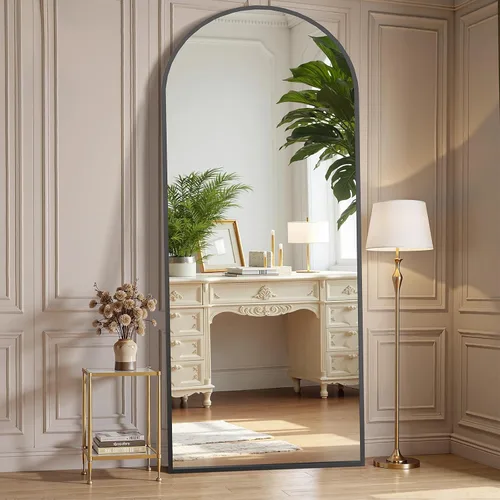Miniatura 28 de OLIXIS Espejo arqueado de longitud completa para dormitorio, espejo de cuerpo completo de 56 x 15 pulgadas con soporte, para colgar o inclinarse