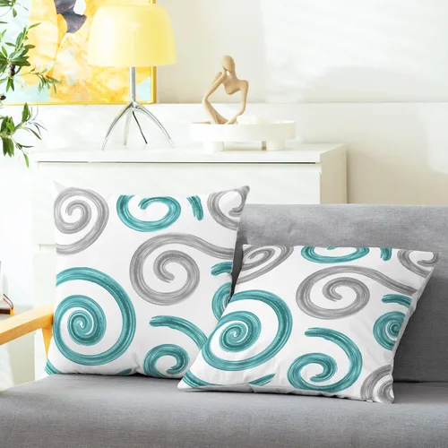 Miniatura 2 de CaliTime Juego de 2 fundas de almohada decorativas de vellón en dos tonos, con textura de concha de mar, geométricas abstractas, para sofá, cama