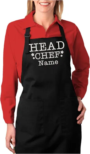 Miniatura 7 de Delantal de chef bordado personalizado, nombre personalizado, ajuste ajustable con bolsillos, lona de algodón premium