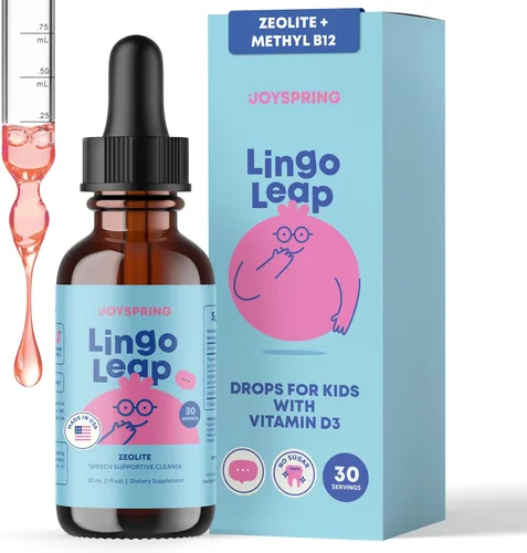 JoySpring LingoLeap - Fórmula líquida para niños con zeolita clinoptilolita, B12 metilada y vitamina D3 | Apoyo diario suave para el bienestar de