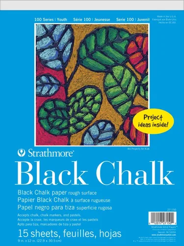Strathmore (27-150 STR-27-150 - Papel de Tiza Negra de la Serie 100, 9 pulgadas x 12 pulgadas, 15 Hojas