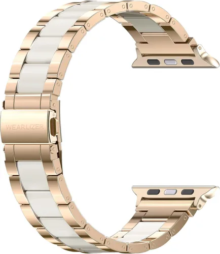 Miniatura 18 de Wearlizer - Correa compatible con Apple Watch de 38/40/41/42 mm; pulseras de moda para mujer, acero inoxidable + resina metálica de repuesto