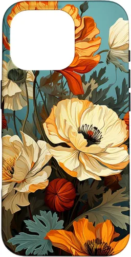 Miniatura 20 de Funda de flores mexicanas para iPhone 12 Pro Max Marigold Flower and Teal Aqua Blue Cyan