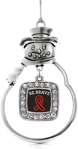 Miniatura 129 de Inspired Silver - Adorno de rodillo de reina - Adorno cuadrado de plata con muñeco de nieve con joyas de circonita cúbica
