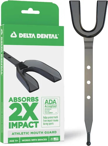 Miniatura 10 de Delta Dental Protector bucal deportivo con correa, aceptado por la ADA, 2 veces la absorción de impactos, funciona con aparatos ortopédicos