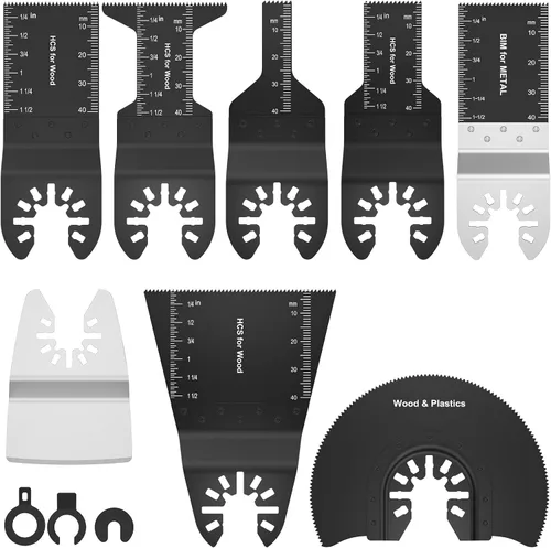 Miniatura 2 de Juego de 8 Hojas de Sierra Oscilante Bimetálicas de Acero Inoxidable Kit de Hojas Multiherramienta de Liberación Rápida Hojas Oscilantes de Corte