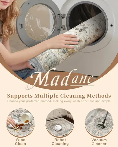 Miniatura 70 de Madane Tapete lavable de 2 x 10 pies para pasillo, cocina, recibidor, clásico, suave, antideslizante para interiores, casa de campo, baño, sala