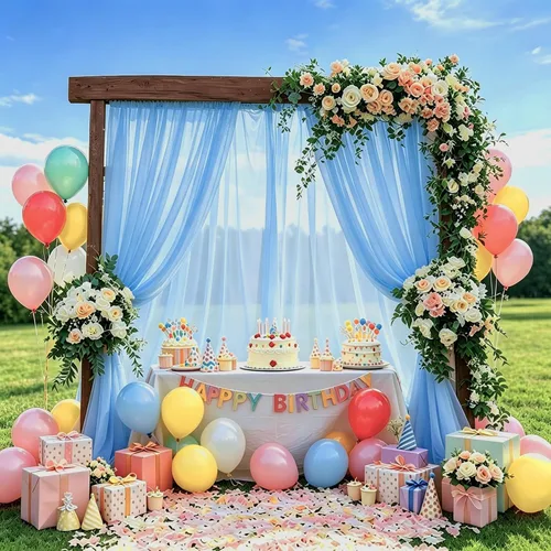 Miniatura 2 de DUOBAO Cortina de telón de fondo de gasa azul bebé, 2 paneles de 29 x 108 pulgadas, cortinas de tela de poliéster, cortinas de fotografía de boda