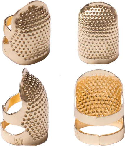 Miniatura 10 de J.CARP 4 dedales de costura, protector de dedo de metal deslumbrante para coser, dedal de costura ajustable, dedal de costura, manualidades