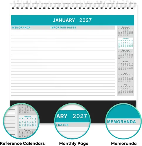 Miniatura 4 de Calendario de escritorio 2026-2027 – Calendario de escritorio de julio de 2026 a diciembre de 2027, calendario de 10 x 8.3 pulgadas, calendario