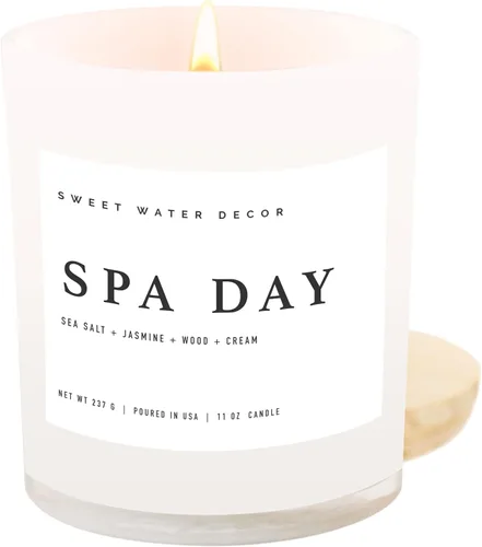 Miniatura 38 de Sweet Water Decor - Vela de soja Hello Fall, aroma manzanas con canela, clavo de olor y nuez moscada de otoño, mecha de 100% algodón, frasco blanco