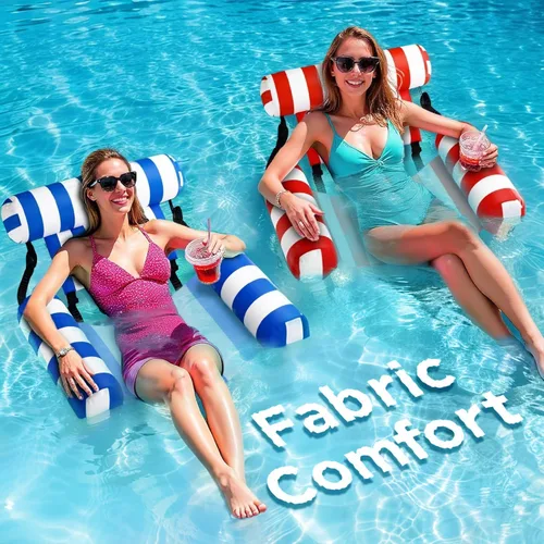 Flotadores de piscina para adultos, 2 paquetes de sillas inflables de alta resistencia, hamaca flotante de tela, fideos de piscina inflables para