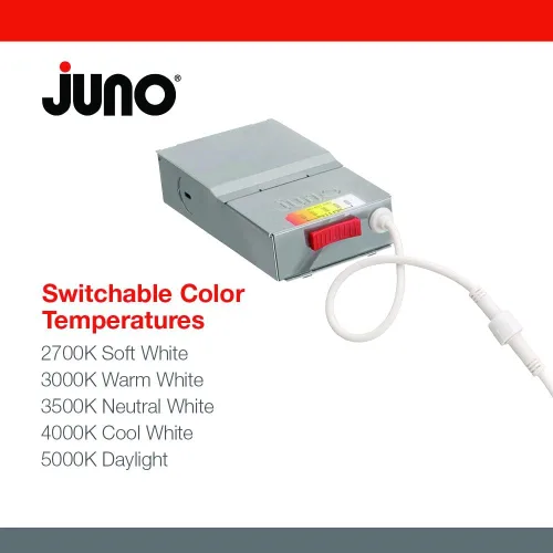 Miniatura 3 de Juno Luces empotrables LED de 6 pulgadas, luz descendente de oblea redonda 5 en 1, temperatura de color blanco conmutable, 120 voltios, borde