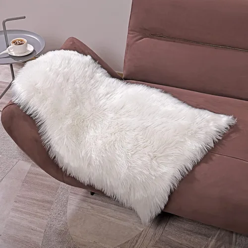 Miniatura 2 de Alfombra de pelo de oveja sintética QHWLKJ suave y esponjosa para sillón o sofá, mantita tipo alfombra para el sofá, el dormitorio, salón, suelo
