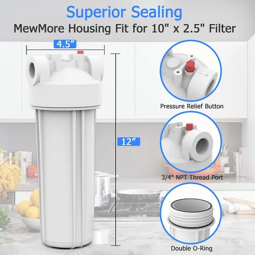 Miniatura 2 de FHW10 - Carcasa de filtro de agua para toda la casa, se adapta a filtros de sedimentos de 10 x 2.5 pulgadas, etc. para agua de pozos y ciudades